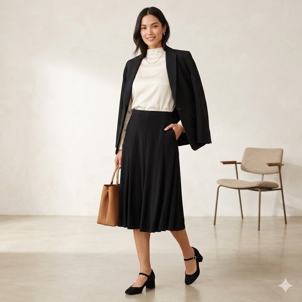 Chico's Black Midi Skirt - Picture 7 of 8